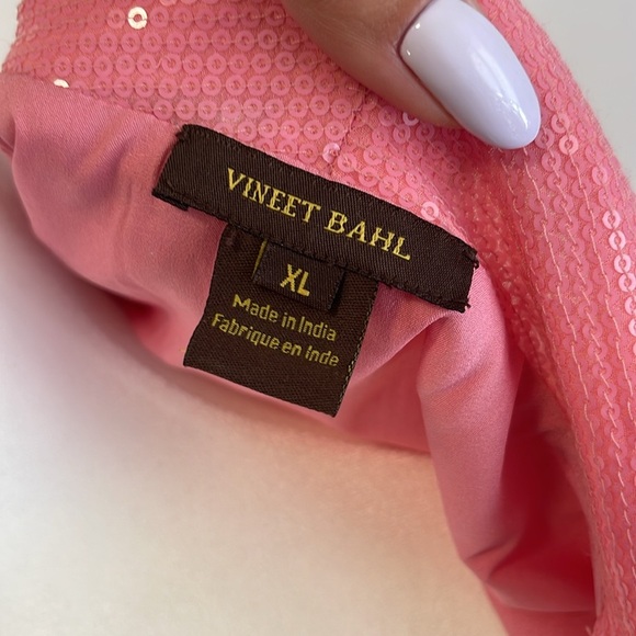 EUC Vineet Bahl Sequins Pink Wrap Dress - Picture 4 of 9